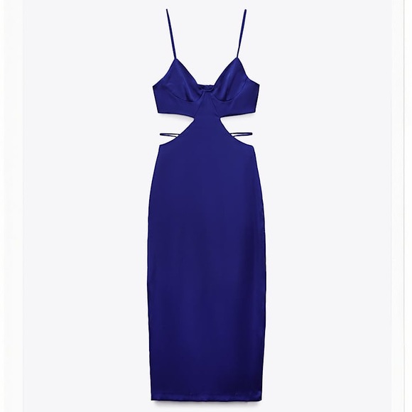 ZARA SATIN EFFECT CUT OUT DRESS - Picture 2 of 2
